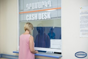 Payment at cash desks.